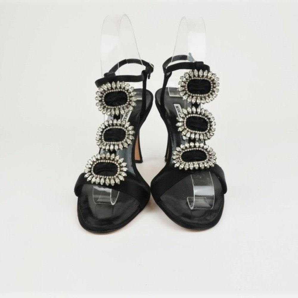 Manolo Blahnik Ochi Crystal Buckle Sandals Black - Picture 2 of 6